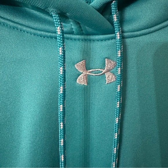 Under Armour Womens ColdGear Long Sleeve Teal & Gray Hoodie Sweatshirt Sz L GUC - Picture 5 of 9